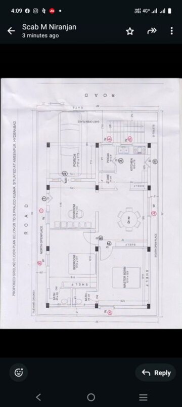 Floor Plan in 2 BHK Independent House at Ameenpur – for Sale
