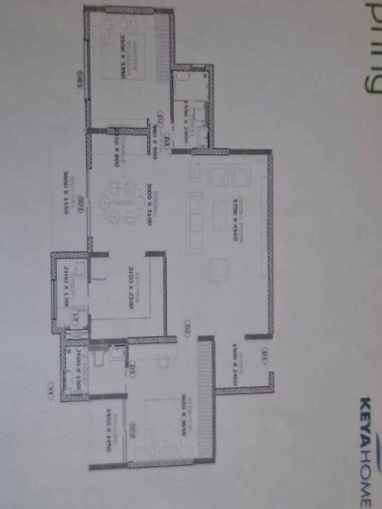 Floor Plan, keya-spring 2 Bedroom 1375 Sq.Ft. Apartment In Bannerghatta Road Bangalore 9960989
