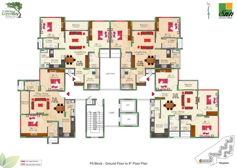 Floor Plan, snn-raj-greenbay 3 Bedroom 1415 Sq.Ft. Apartment In Electronic City Phase ii Bangalore 9961072