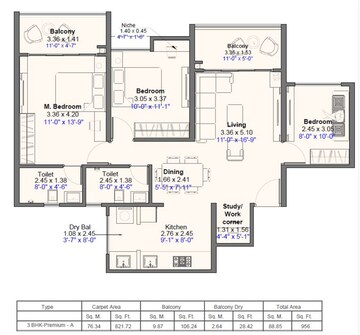 Floor Plan in 2 BHK Apartment at Kohinoor Westview Reserve, Wakad – for Sale