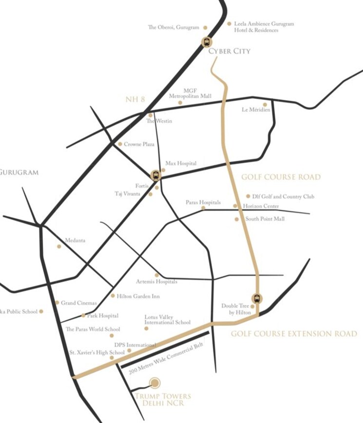 Map Location, m3m-trump-tower 3 Bedroom 3525 Sq.Ft. Apartment In Sector 65 Gurgaon 9887035