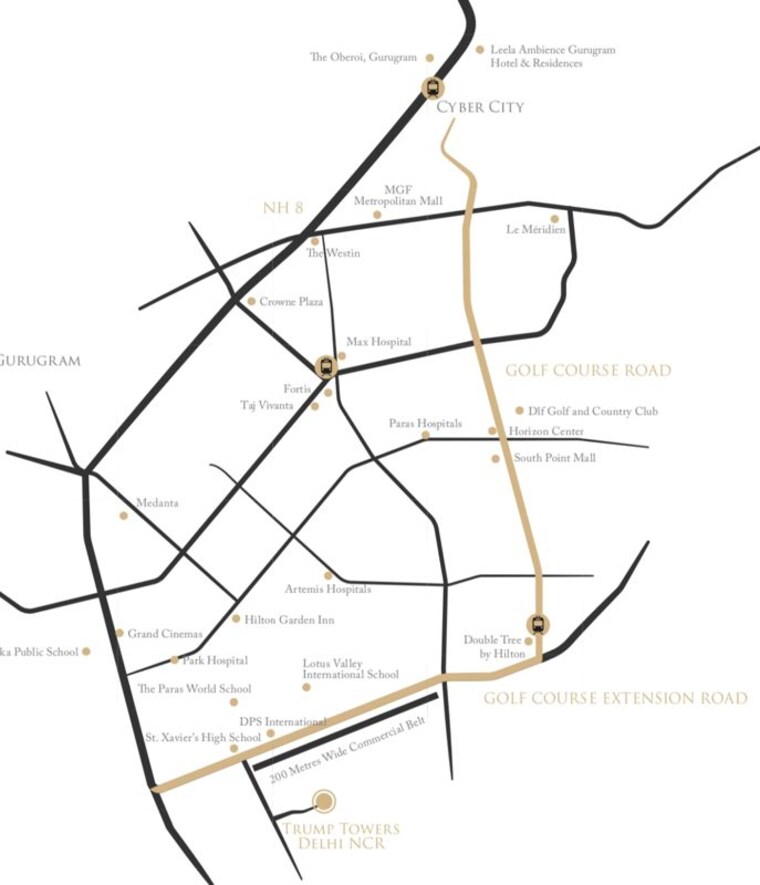 Map Location, m3m-trump-tower 3 Bedroom 3525 Sq.Ft. Apartment In Sector 65 Gurgaon 9887035