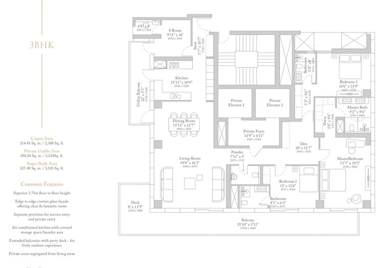 Floor Plan, m3m-trump-tower 3 Bedroom 3525 Sq.Ft. Apartment In Sector 65 Gurgaon 9887035