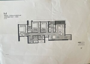 Floor Plan in 3 BHK Apartment at Kalpataru Magnus, Bandra East – for Rent