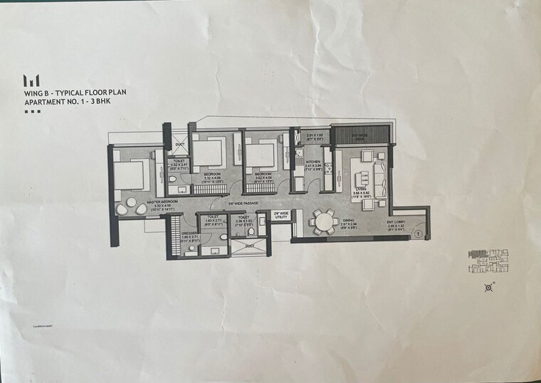 Floor Plan, kalpataru-magnus 3 Bedroom 1321 Sq.Ft. Apartment In Bandra East Mumbai 9962337