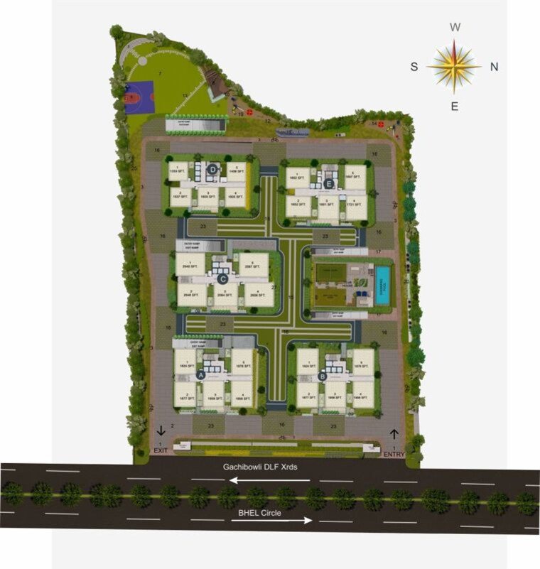 Master Plan, candeur-crescent 3 Bedroom 1878 Sq.Ft. Apartment In Serilingampally Hyderabad 8107147