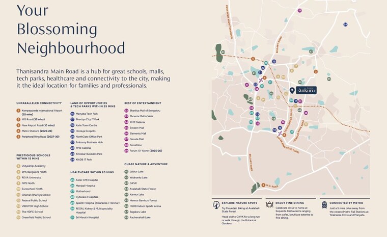 Map Location, ranka-ankura 2 Bedroom 1285 Sq.Ft. Apartment In Thanisandra Main Road Bangalore 9962615