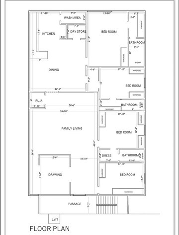 Floor Plan in 4 BHK Apartment at Banjara Hills – for Sale
