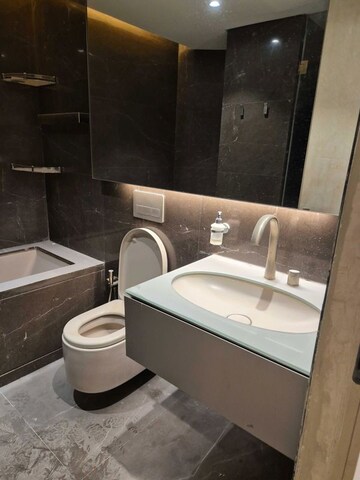 Bathroom in 3 BHK Apartment at Lodha World Crest, Worli – for Rent