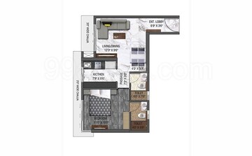 Floor Plan in 1 BHK Apartment at UK Iridium, Kandivali East – for Sale