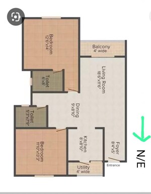 Floor Plan in 2 BHK Apartment at Mantri Serenity, Kanakapura Road – for Sale
