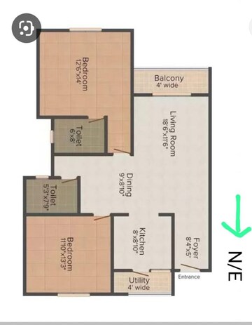 Floor Plan in 2 BHK Apartment at Mantri Serenity, Kanakapura Road – for Sale