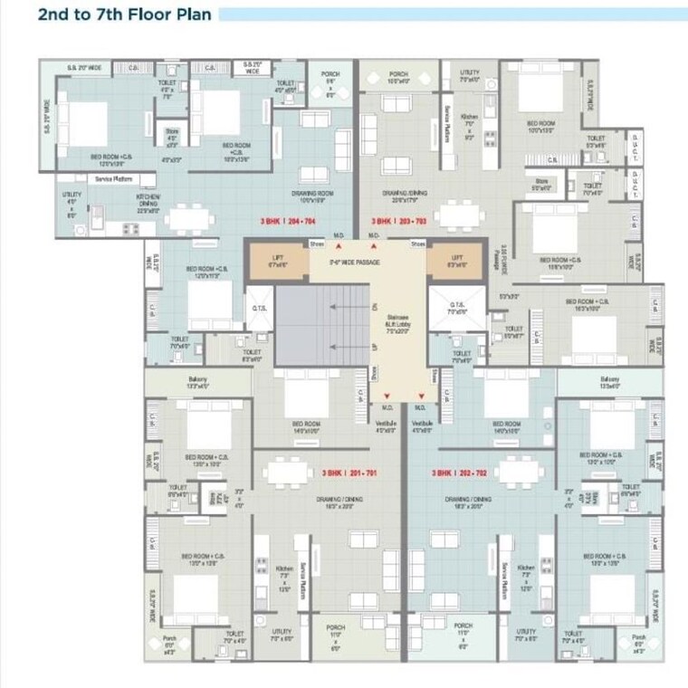 Floor Plan, kamdar colony 3 Bedroom 1143 Sq.Ft. Apartment In Kamdar Colony Jamnagar 9967299