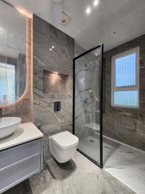 Bathroom in 4 BHK Builder Floor at Chattarpur – for Rent