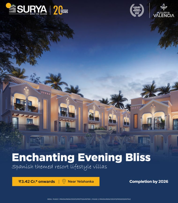 Exterior View, surya-valencia 4 Bedroom 3121 Sq.Ft. Villa In Sreeramanahalli Bangalore 9970828