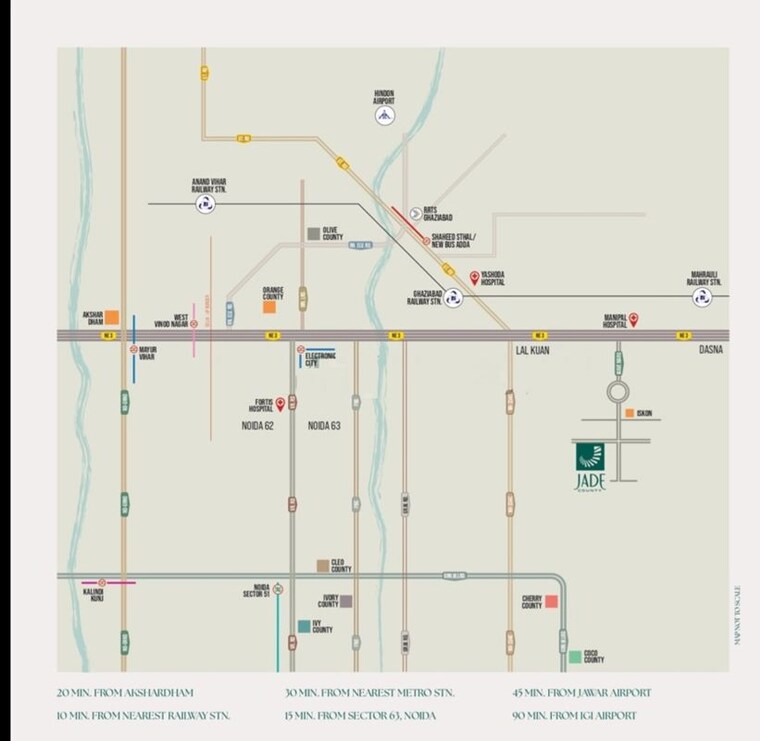 Map Location, jade-county 3 Bedroom 2358 Sq.Ft. Apartment In Wave City Ghaziabad 9971800