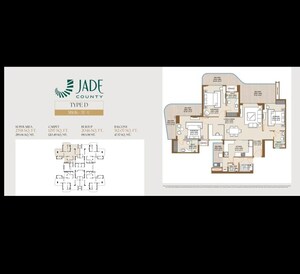 Floor Plan in 3 BHK Apartment at Jade County, Wave City – for Sale