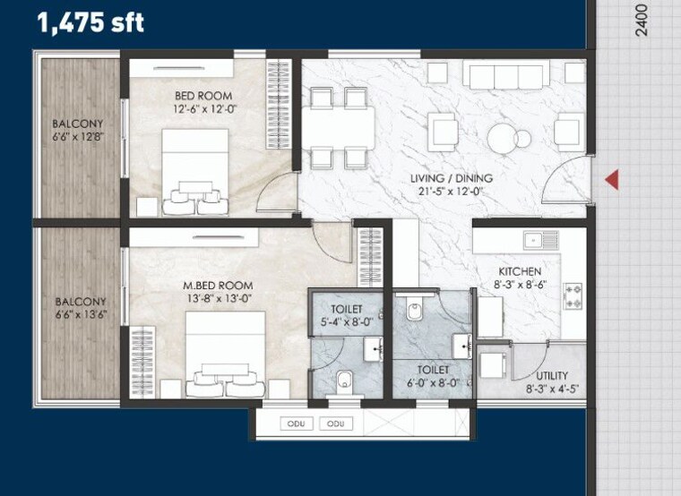 Floor Plan, namishree-vrindavan 3 Bedroom 2190 Sq.Ft. Apartment In Kondapur Hyderabad 9971851