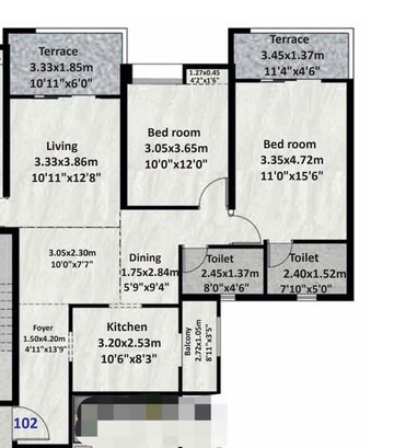 Floor Plan in 2 BHK Apartment at Bavdhan – for Sale