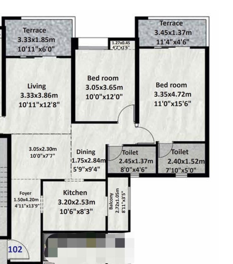 Floor Plan, bavdhan 2 Bedroom 823 Sq.Ft. Apartment In Bavdhan Pune 9971836