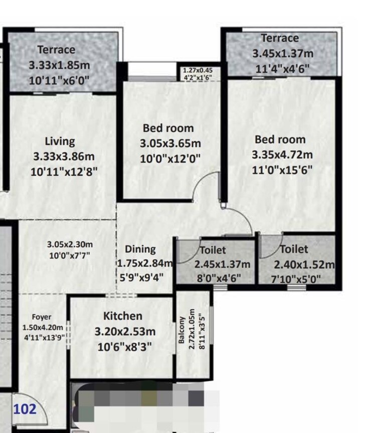Floor Plan, bavdhan 2 Bedroom 823 Sq.Ft. Apartment In Bavdhan Pune 9971836
