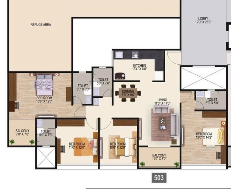 Floor Plan, bibwewadi 4 Bedroom 1415 Sq.Ft. Apartment In Bibwewadi Pune 9971982