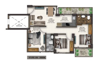 Floor Plan in 3 BHK Apartment at Advitya Homes, Sector 143 – for Sale