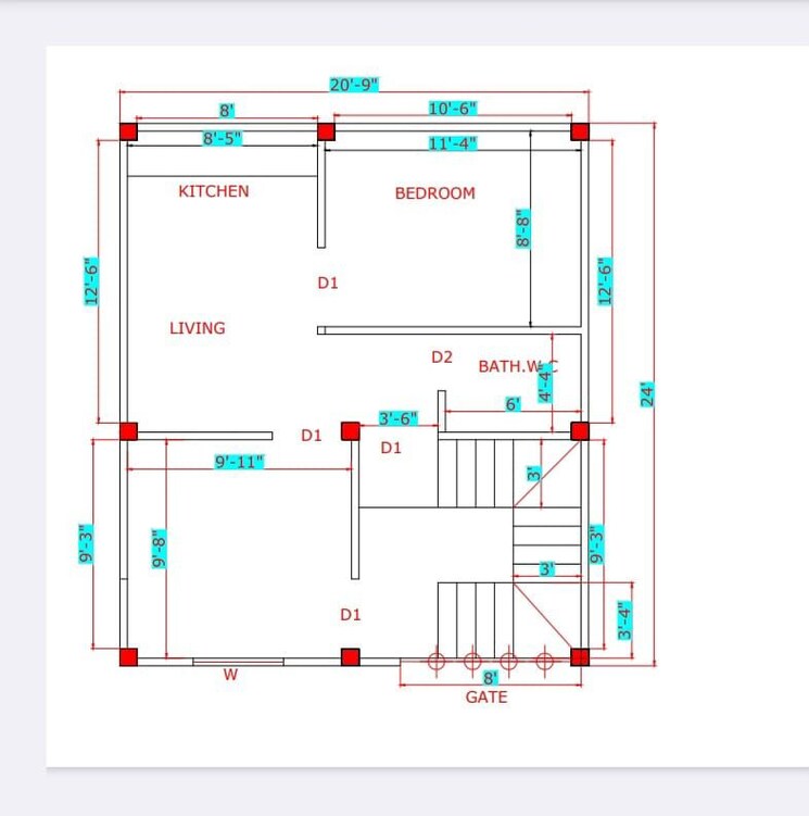 Floor Plan, raebareli road 2 Bedroom 500 Sq.Ft. Independent House In Raebareli Road Lucknow 9976230