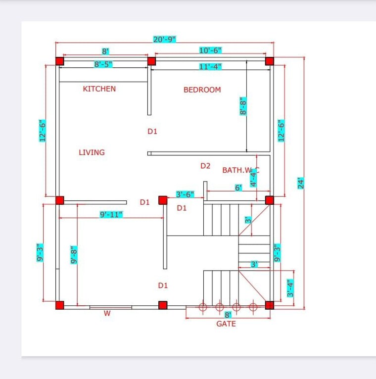 Floor Plan, raebareli road 2 Bedroom 500 Sq.Ft. Independent House In Raebareli Road Lucknow 9976230