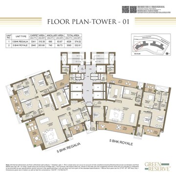 Floor Plan in 3 BHK Apartment at LnT Green Reserve, Sector 128 – for Sale