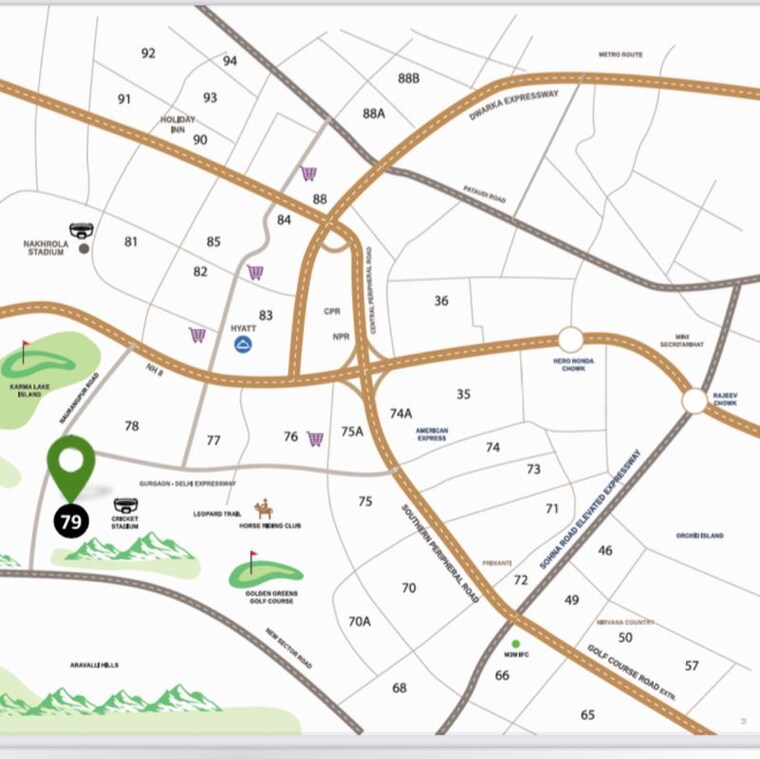 Map Location, sector 79b 3 Bedroom 1900 Sq.Ft. Apartment In Sector 79b Gurgaon 9977696