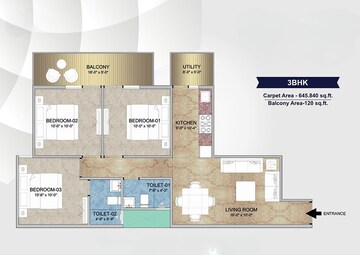 Floor Plan in 2 BHK Apartment at Adore Happy Homes Grand, Sector 85 – for Rent