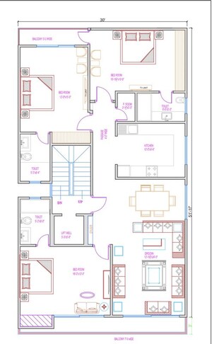 Floor Plan in 3 BHK Builder Floor at Garhi – for Sale