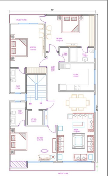 Floor Plan in 3 BHK Builder Floor at Garhi – for Sale