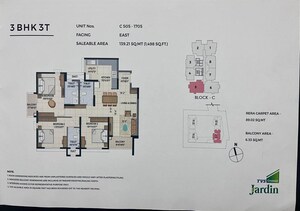 Floor Plan in 3 BHK Apartment at TVS Emerald Jardin, Singasandra – for Sale