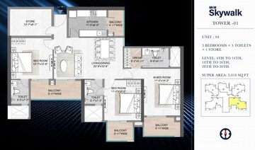Floor Plan in 3.5 BHK Apartment at M3M Skywalk, Sector 74 – for Sale