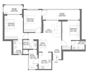 Floor Plan in 3 BHK Apartment at Birla Pravaah, Sector 71 – for Sale