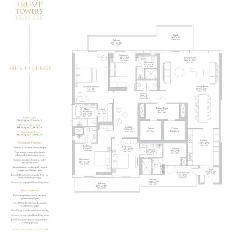 Floor Plan, m3m-trump-tower 4 Bedroom 4550 Sq.Ft. Apartment In Sector 65 Gurgaon 9979805