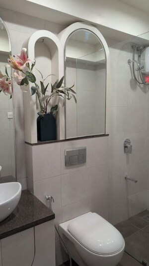 Bathroom in 2 BHK Apartment at Shapoorji Pallonji BKC 28, Bandra East – for Rent