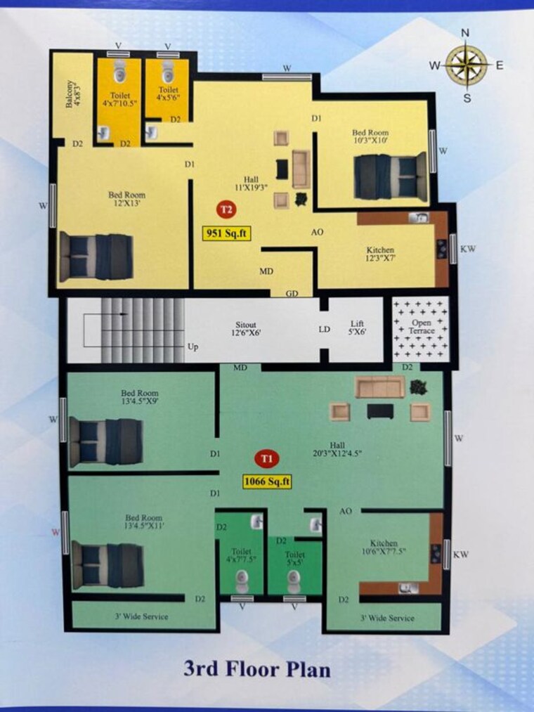 Floor Plan, irumbuliyur 2 Bedroom 989 Sq.Ft. Builder Floor In Irumbuliyur Chennai 9981346