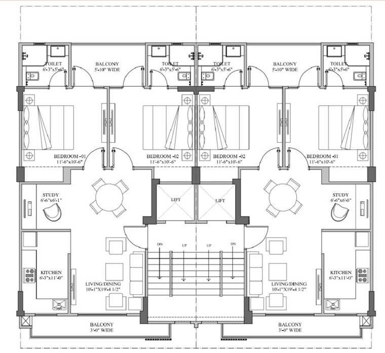 Floor Plan, smart-world-gems 2 Bedroom 1103 Sq.Ft. Apartment In Sector 89 Gurgaon 9986839