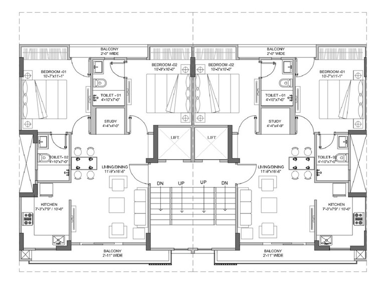 Floor Plan, smart-world-gems 2.5 Bedroom 1067 Sq.Ft. Apartment In Sector 89 Gurgaon 9986881