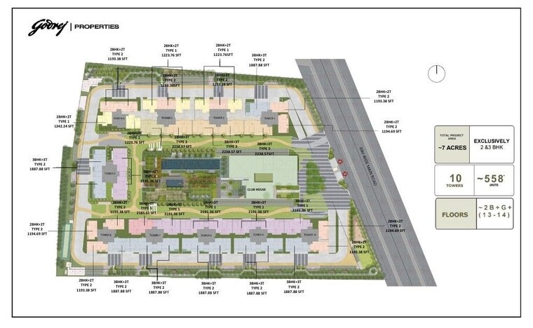 Master Plan, godrej-woods 2 Bedroom 1240 Sq.Ft. Apartment In Thanisandra Main Road Bangalore 9986974