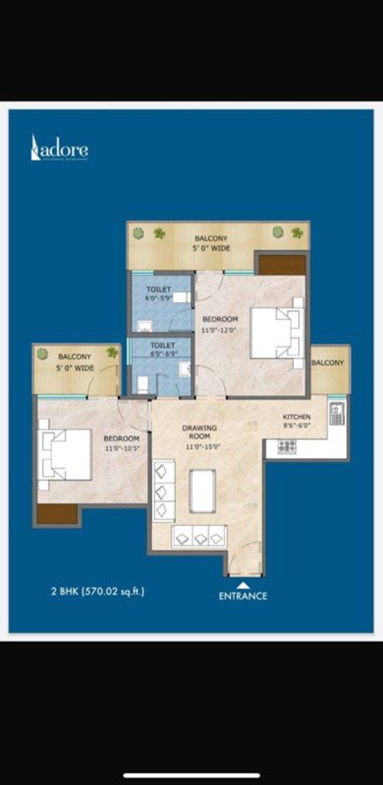 Floor Plan, adore-samriddhi 1 Bedroom 320 Sq.Ft. Apartment In Sector 89 Faridabad 9987502