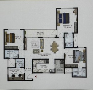 Floor Plan in 3.5 BHK Apartment at Prestige Park Grove, Whitefield – for Sale