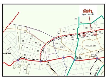 2 BHK Apartment – Map Location View at Pareena Om Apartments, Sector 112 - for Sale