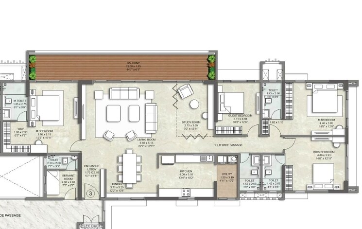 Floor Plan, vadgaon budruk 3 Bedroom 1100 Sq.Ft. Apartment In Vadgaon Budruk Pune 9994232