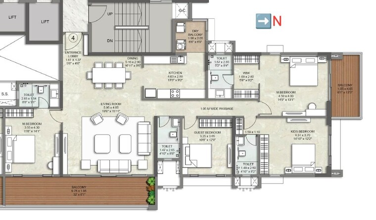 Floor Plan, vadgaon budruk 3 Bedroom 1100 Sq.Ft. Apartment In Vadgaon Budruk Pune 9994232