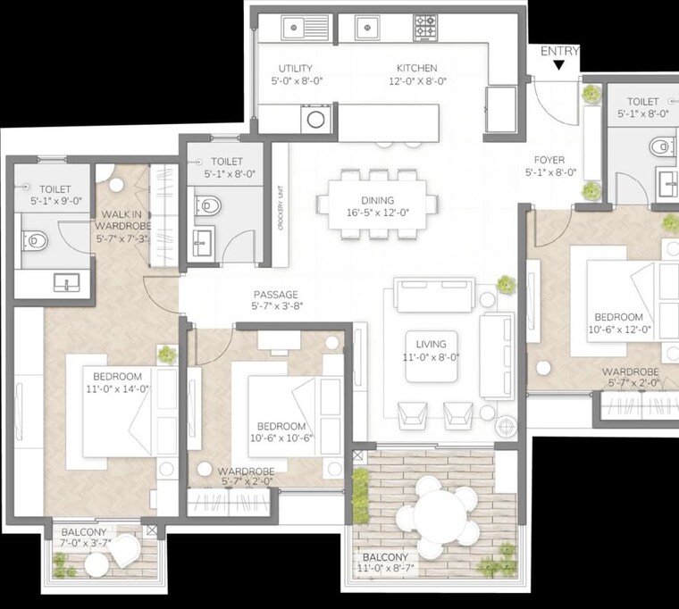 Floor Plan, assetz-sora-and-saki 2 Bedroom 1537 Sq.Ft. Apartment In Marenahalli Bangalore 9994970