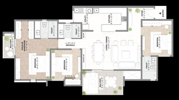 Floor Plan in 2 BHK Apartment at Assetz Sora And Saki, Marenahalli – for Sale